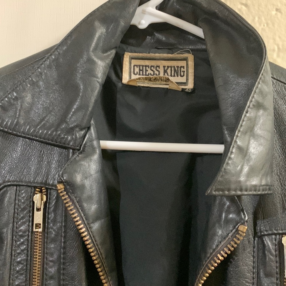 Vintage chess king leather jacket.